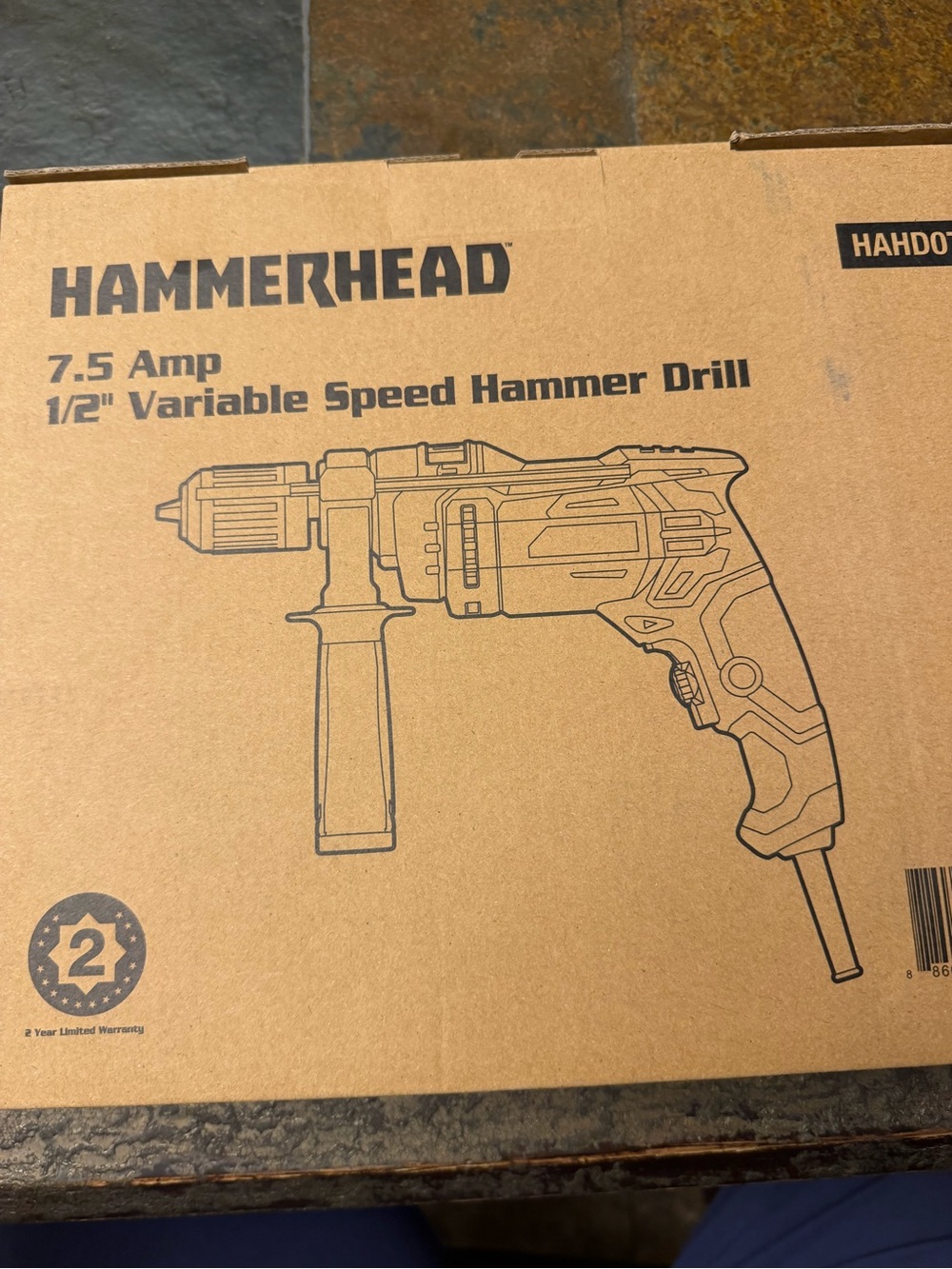 Hammerhead 7.5 Amp 1/2" Variable Speed Hammer Drill - Tan Box